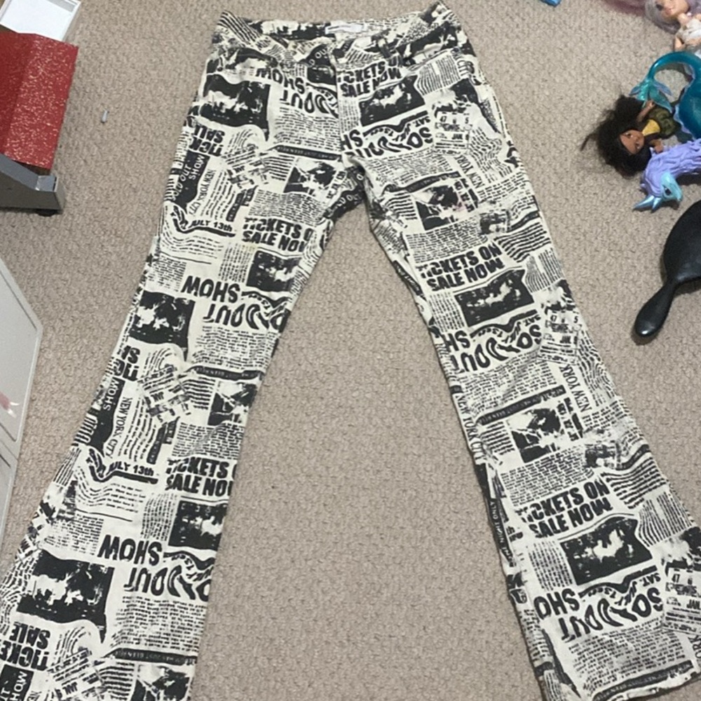 Garage Newspaper Denim Flare Jeans
